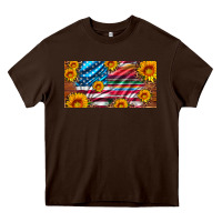 Chocolate Brown usa flag and serape with leopard and sunflowers license plate Heavy Core Tee - Artiststas