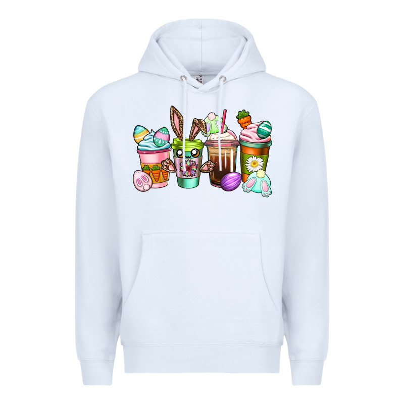 Easter Coffee Cups Easter Day Premium Hoodie by CowGirlArtShop | Teevron