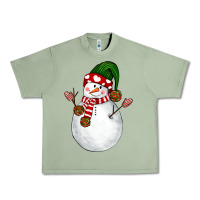 Oil Green Snowman Urban Heavy Tee - NancyCooperArtShop
