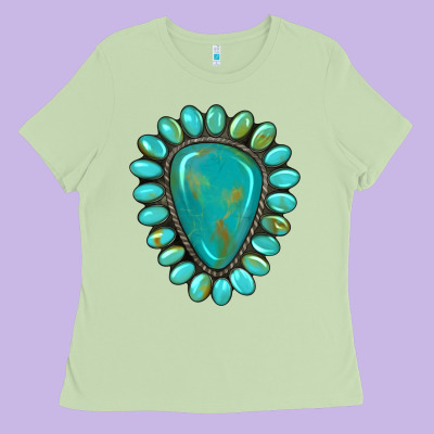 Western Gemstone Turquoise Ladies Tee Designed By Artiststas