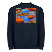 Navy California Golden Trout Garibaldi Fish Background Heavyweight Sweatshirt - Bettercallsaul