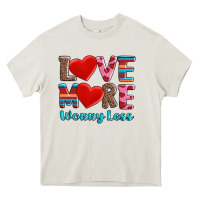 Cream love more worry less Heavy Core Tee - AdoDesignShop