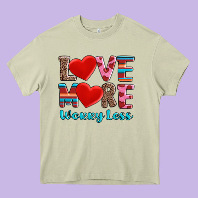 Love More Worry Less Heavy Core Tee Designed By Adodesignshop