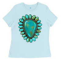 Baby Blue western gemstone turquoise Ladies Tee - Artiststas