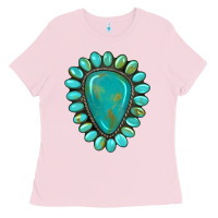 Bubblegum Pink western gemstone turquoise Ladies Tee - Artiststas