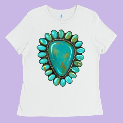 Western Gemstone Turquoise Ladies Tee Designed By Artiststas