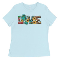 Baby Blue western gemstone sunflowers serape leopard turquoise love Ladies Tee - Artiststas