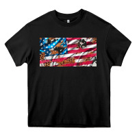 Black usa flag and leopard with wood license plate Heavy Core Tee - Artiststas