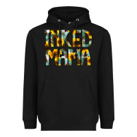 Black Inked Mama Flowers Heavyweight Hoodie - CowCowDesign