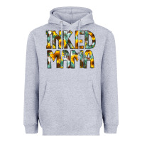 Heather Grey Inked Mama Flowers Heavyweight Hoodie - CowCowDesign