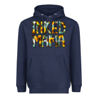 Navy Inked Mama Flowers Heavyweight Hoodie - CowCowDesign