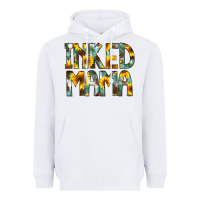 White Inked Mama Flowers Heavyweight Hoodie - CowCowDesign