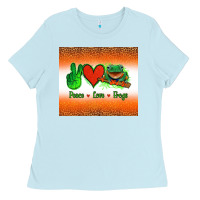 Baby Blue peace love frogs Ladies Tee - Jasminsmagicworld