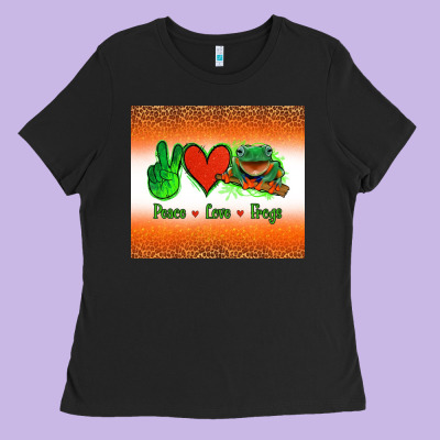 Peace Love Frogs Ladies Tee Designed By Jasminsmagicworld
