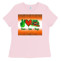 Bubblegum Pink peace love frogs Ladies Tee - Jasminsmagicworld