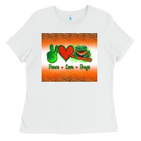 White peace love frogs Ladies Tee - Jasminsmagicworld