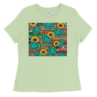 Matcha western gemstone sunflowers serape cowhide glitter wooden Ladies Tee - Artiststas