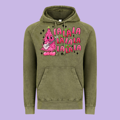 Pink Christmas Fa La La Vintage Hoodie Designed By Maliassmallbusiness