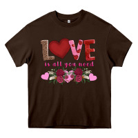 Chocolate Brown love is all you need Heavy Core Tee - AdoDesignShop