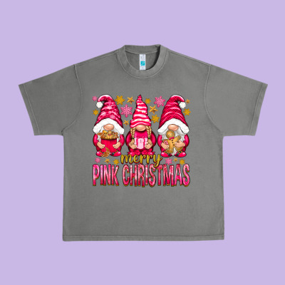 Merry Pink Christmas Gnomes Urban Heavy Tee Designed By Nancycooperartshop
