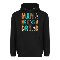 Black Mama Needs a Drink Heavyweight Hoodie - CowCowDesign