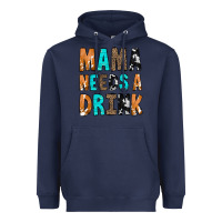 Navy Mama Needs a Drink Heavyweight Hoodie - CowCowDesign