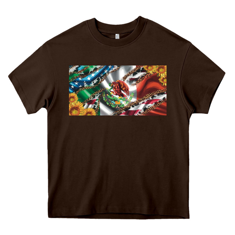 Usa Flag And Mexico Flag With Sunflower And Cowhide  License Plate Heavy Core Tee by Artiststas | Teevron