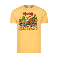 Vintage Mustard merry christmas gingerbread truck Vintage Tee - MaliasSmallBusiness
