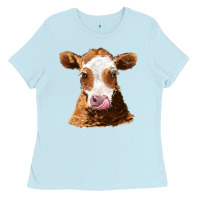 Baby Blue guernsey cow Ladies Tee - AdoDesignShop