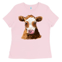Bubblegum Pink guernsey cow Ladies Tee - AdoDesignShop