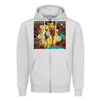 Dove Grey aztec tribal horse Zipper Hoodie - TumblerDesignByShophia