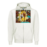 Oatmeal Heather aztec tribal horse Zipper Hoodie - TumblerDesignByShophia