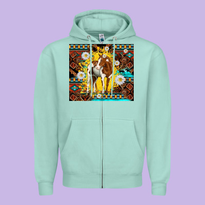 Aztec Tribal Horse Zipper Hoodie Designed By Tumblerdesignbyshophia