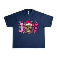 Navy Pink Christmas Joy skeleton Urban Heavy Tee - NancyCooperArtShop
