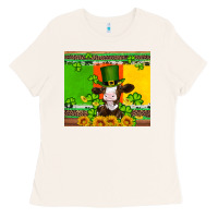Bone saint patricks cow and hat with sunflower and shamrock Ladies Tee - Artiststas