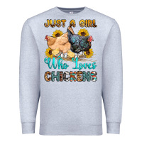 Heather Grey just a girl who loves chickens Premium Sweatshirt - OliviaCreatesArt