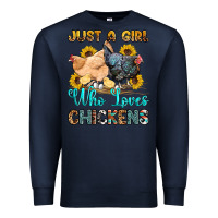 Navy just a girl who loves chickens Premium Sweatshirt - OliviaCreatesArt