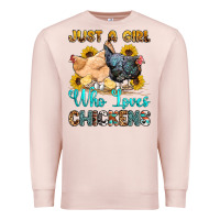 Pale Pink just a girl who loves chickens Premium Sweatshirt - OliviaCreatesArt