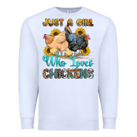 White just a girl who loves chickens Premium Sweatshirt - OliviaCreatesArt