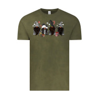 Vintage Olive grey christmas afro gnomies Vintage Tee - MaliasSmallBusiness