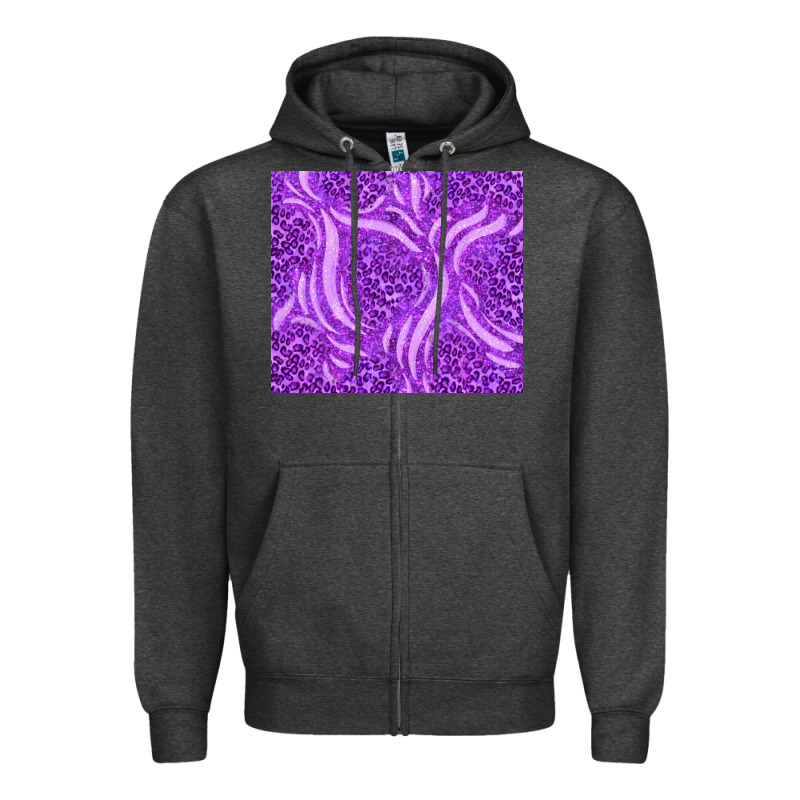 Purple Glitter With Leopard Pattern Zipper Hoodie by TumblerDesignByShophia | Teevron