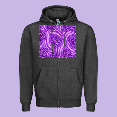 Purple Glitter With Leopard Pattern Zipper Hoodie Designed By Tumblerdesignbyshophia