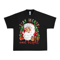 Black Stay Merry and bright Christmas with santa Urban Heavy Tee - NancyCooperArtShop