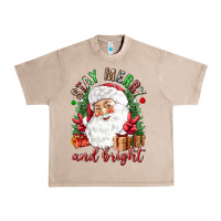 French Oak Stay Merry and bright Christmas with santa Urban Heavy Tee - NancyCooperArtShop