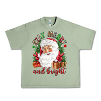 Oil Green Stay Merry and bright Christmas with santa Urban Heavy Tee - NancyCooperArtShop