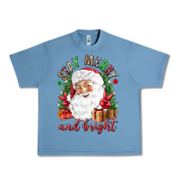 Pebble Blue Stay Merry and bright Christmas with santa Urban Heavy Tee - NancyCooperArtShop