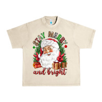 Sandshell Stay Merry and bright Christmas with santa Urban Heavy Tee - NancyCooperArtShop