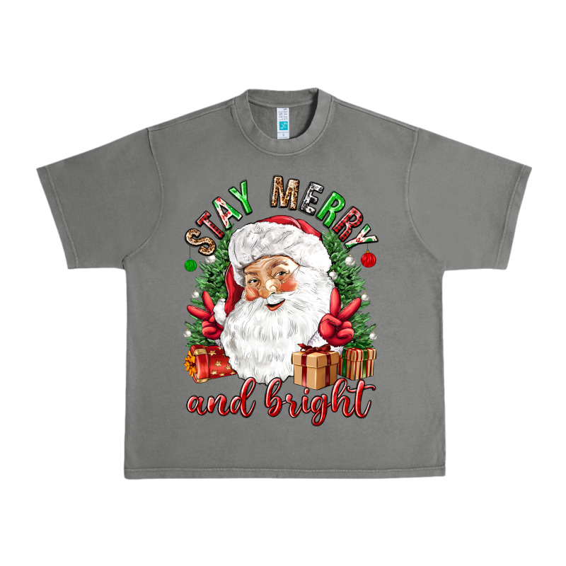 Stay Merry And Bright Christmas With Santa Urban Heavy Tee by NancyCooperArtShop | Teevron
