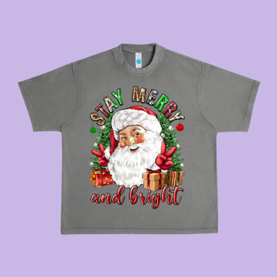 Stay Merry And Bright Christmas With Santa Urban Heavy Tee Designed By Nancycooperartshop