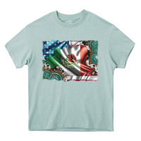 Arona usa and mexico flag with leopard cowhide and gemstone background Heavy Core Tee - Artiststas
